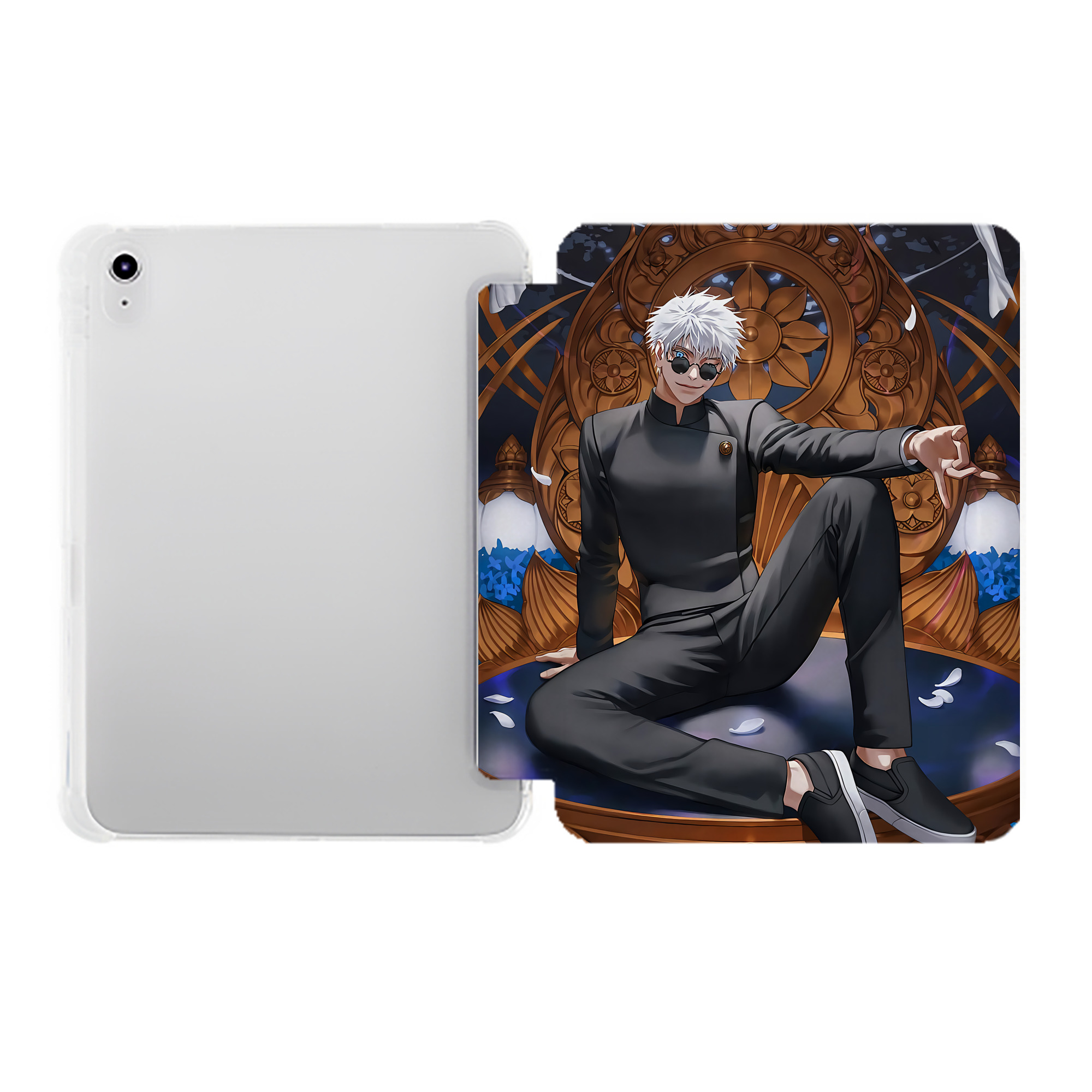 （画像用） 呪術廻戦 Jujutsu Kaisen IPad ケース ペン収納付き 三つ折りスタンド PUレザー×シリコン 対応機種9.5/10.5/10.9インチ